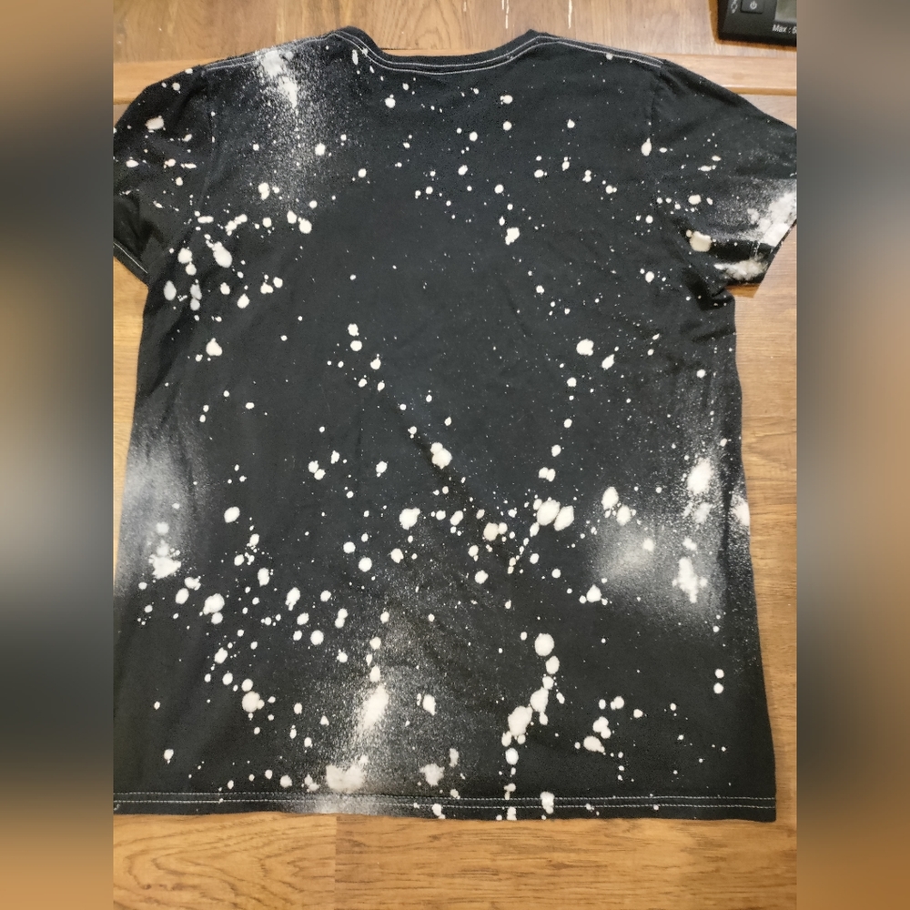 2017 KISS Mens MEDIUM Short Sleeve Black and White Shirt Acid Wash Tie Dye Retro - Picture 5 of 5